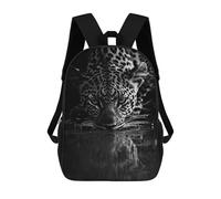 sinyumoney Sac À Dos Scolaire Enfant 17 Pouces Leopard Drinking Water Black And White Sac D'école Imprimé En 3D Pour Garçons (primaire Et Collège)