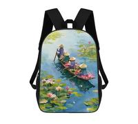 sinyumoney Sac À Dos Scolaire Enfant 17 Pouces Lotus Flower Boat Ride Sac D'école Imprimé En 3D Pour Garçons (primaire Et Collège)