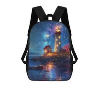 sinyumoney Sac À Dos Scolaire Enfant 17 Pouces Magical Lighthouse Reflections Sac D'école Imprimé En 3D Pour Garçons (primaire Et Collège)