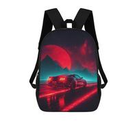 sinyumoney Sac À Dos Scolaire Enfant 17 Pouces Neon Night Drive Fantasy Sac D'école Imprimé En 3D Pour Garçons (primaire Et Collège)