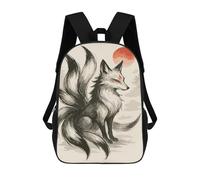 sinyumoney Sac À Dos Scolaire Enfant 17 Pouces Nine-tailed Fox Digital Art Sac D'école Imprimé En 3D Pour Garçons (primaire Et Collège)