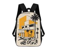sinyumoney Sac À Dos Scolaire Enfant 17 Pouces Palm Springs Architecture Illustration Sac D'école Imprimé En 3D Pour Garçons (primaire Et Collège)