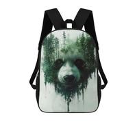 sinyumoney Sac À Dos Scolaire Enfant 17 Pouces Panda And Forest Double Exposure Art Sac D'école Imprimé En 3D Pour Garçons (primaire Et Collège)