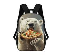 sinyumoney Sac À Dos Scolaire Enfant 17 Pouces Polar Bear Pizza Sac D'école Imprimé En 3D Pour Garçons (primaire Et Collège)