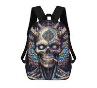 sinyumoney Sac À Dos Scolaire Enfant 17 Pouces Psychedelic Devil Skull Art Print Sac D'école Imprimé En 3D Pour Garçons (primaire Et Collège)