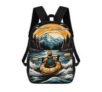 sinyumoney Sac À Dos Scolaire Enfant 17 Pouces Rafting Adventure in Mountains Sac D'école Imprimé En 3D Pour Garçons (primaire Et Collège)