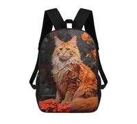 sinyumoney Sac À Dos Scolaire Enfant 17 Pouces Red Tabby Maine Coon Cat Sac D'école Imprimé En 3D Pour Garçons (primaire Et Collège)