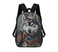 sinyumoney Sac À Dos Scolaire Enfant 17 Pouces Samurai Wolf Armor Art Print Sac D'école Imprimé En 3D Pour Garçons (primaire Et Collège)