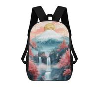 sinyumoney Sac À Dos Scolaire Enfant 17 Pouces Serene Mountain Waterfall Scene Sac D'école Imprimé En 3D Pour Garçons (primaire Et Collège)