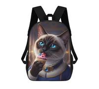 sinyumoney Sac À Dos Scolaire Enfant 17 Pouces Siamese Cat with Cupcake Sac D'école Imprimé En 3D Pour Garçons (primaire Et Collège)