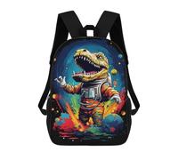 sinyumoney Sac À Dos Scolaire Enfant 17 Pouces Space Dinosaur Adventure -9 Sac D'école Imprimé En 3D Pour Garçons (primaire Et Collège)