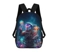 sinyumoney Sac À Dos Scolaire Enfant 17 Pouces Space Jellyfish Explorer-1 Sac D'école Imprimé En 3D Pour Garçons (primaire Et Collège)