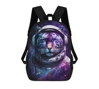 sinyumoney Sac À Dos Scolaire Enfant 17 Pouces Space Tiger Astronaut Art Print -1 Sac D'école Imprimé En 3D Pour Garçons (primaire Et Collège)