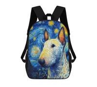 sinyumoney Sac À Dos Scolaire Enfant 17 Pouces Starry Night Bull Terrier Art Print -3 Sac D'école Imprimé En 3D Pour Garçons (primaire Et Collège)