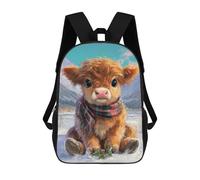 sinyumoney Sac À Dos Scolaire Enfant 17 Pouces Winter Wonderland Calf Sac D'école Imprimé En 3D Pour Garçons (primaire Et Collège)