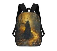sinyumoney Sac À Dos Scolaire Enfant 17 Pouces Witch in Autumn Forest-7 Sac D'école Imprimé En 3D Pour Garçons (primaire Et Collège)