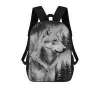 sinyumoney Sac À Dos Scolaire Enfant 17 Pouces Wolf Forest Black&White Sac D'école Imprimé En 3D Pour Garçons (primaire Et Collège)