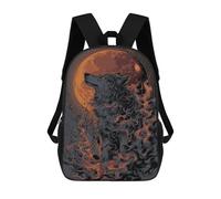sinyumoney Sac À Dos Scolaire Enfant 17 Pouces Wolf Howling at Full Moon Art Print Sac D'école Imprimé En 3D Pour Garçons (primaire Et Collège)