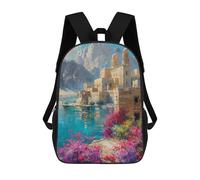 sinyumoney Sac À Dos Scolaire Enfant Tendance Et Décontracté Ancient Monastery by The Lake Sac À Dos Scolaire Imprimé En 3D Pour Garçon, Grand Sac À Dos
