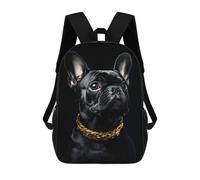 sinyumoney Sac À Dos Scolaire Enfant Tendance Et Décontracté Black & Gold French Bulldog Sac À Dos Scolaire Imprimé En 3D Pour Garçon, Grand Sac À Dos