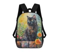 sinyumoney Sac À Dos Scolaire Enfant Tendance Et Décontracté Cat Floral Painting Sac À Dos Scolaire Imprimé En 3D Pour Garçon, Grand Sac À Dos