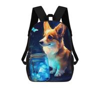 sinyumoney Sac À Dos Scolaire Enfant Tendance Et Décontracté Cute Corgi Dog Luminous Sac À Dos Scolaire Imprimé En 3D Pour Garçon, Grand Sac À Dos