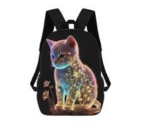 sinyumoney Sac À Dos Scolaire Enfant Tendance Et Décontracté Dark Glowing Flower Cat Sac À Dos Scolaire Imprimé En 3D Pour Garçon, Grand Sac À Dos