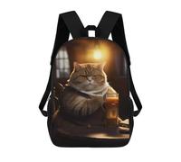 sinyumoney Sac À Dos Scolaire Enfant Tendance Et Décontracté Fat Cat Beer Drinking Bar Sac À Dos Scolaire Imprimé En 3D Pour Garçon, Grand Sac À Dos
