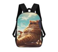 sinyumoney Sac À Dos Scolaire Enfant Tendance Et Décontracté Fat Cat Sunglasses Chills Sac À Dos Scolaire Imprimé En 3D Pour Garçon, Grand Sac À Dos
