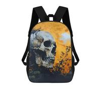 sinyumoney Sac À Dos Scolaire Enfant Tendance Et Décontracté Field of Flowers And Skull Sac À Dos Scolaire Imprimé En 3D Pour Garçon, Grand Sac À Dos