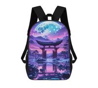 sinyumoney Sac À Dos Scolaire Enfant Tendance Et Décontracté Lunar Serenity Torii Gate Sac À Dos Scolaire Imprimé En 3D Pour Garçon, Grand Sac À Dos