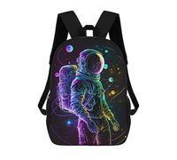 sinyumoney Sac À Dos Scolaire Enfant Tendance Et Décontracté Neon Astronaut Sac À Dos Scolaire Imprimé En 3D Pour Garçon, Grand Sac À Dos