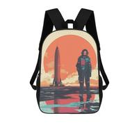 sinyumoney Sac À Dos Scolaire Enfant Tendance Et Décontracté Rocket And Astronaut Sac À Dos Scolaire Imprimé En 3D Pour Garçon, Grand Sac À Dos