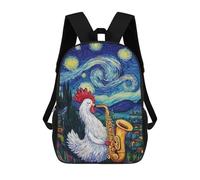 sinyumoney Sac À Dos Scolaire Enfant Tendance Et Décontracté Rooster Plays Saxophone Sac À Dos Scolaire Imprimé En 3D Pour Garçon, Grand Sac À Dos