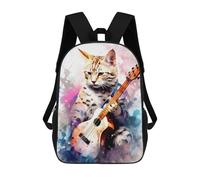 sinyumoney Sac À Dos Scolaire Enfant Tendance Et Décontracté Savannah Cat Playing Guita Sac À Dos Scolaire Imprimé En 3D Pour Garçon, Grand Sac À Dos