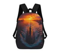 sinyumoney Sac À Dos Scolaire Enfant Tendance Et Décontracté Submarine in Sunset Sac À Dos Scolaire Imprimé En 3D Pour Garçon, Grand Sac À Dos
