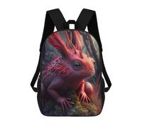 sinyumoney Sac À Dos Scolaire Fantasy Red Lizard in Forest Sac À Dos Scolaire Enfant Imprimé En 3D, Sac De Voyage Tendance, Sac D'école Garçon 17inch