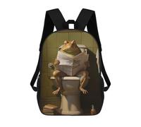 sinyumoney Sac À Dos Scolaire Frog on Toilet Newspaper Sac À Dos Scolaire Enfant Imprimé En 3D, Sac De Voyage Tendance, Sac D'école Garçon 17inch