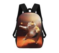 sinyumoney Sac À Dos Scolaire Funny Cat Training Karate Sac À Dos Scolaire Enfant Imprimé En 3D, Sac De Voyage Tendance, Sac D'école Garçon 17inch