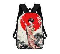 sinyumoney Sac À Dos Scolaire Geisha with Katana Sac À Livres Pour Garçons Et Filles Sac D'école Sac Pour L'université Sac De Voyage D'affaires Sac De Travail 17inch