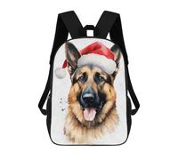 sinyumoney Sac À Dos Scolaire German Shepherd Santa Hat Sac À Dos Scolaire Enfant Imprimé En 3D, Sac De Voyage Tendance, Sac D'école Garçon 17inch