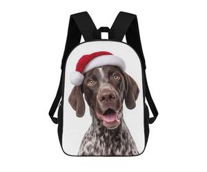 sinyumoney Sac À Dos Scolaire German Shorthaired Pointer Dog with Santa Hat Sac À Dos Scolaire Enfant Imprimé En 3D, Sac De Voyage Tendance, Sac D'école Garçon 17inch