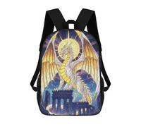 sinyumoney Sac À Dos Scolaire Golden And White Dragon on Ruins Sac À Dos Scolaire Enfant Imprimé En 3D, Sac De Voyage Tendance, Sac D'école Garçon 17inch