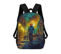sinyumoney Sac À Dos Scolaire Halloween Pumpkin Head Man Sac À Dos Scolaire Enfant Imprimé En 3D, Sac De Voyage Tendance, Sac D'école Garçon 17inch