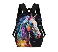 sinyumoney Sac À Dos Scolaire Horse in Geometric Pattern Sac À Dos Scolaire Enfant Imprimé En 3D, Sac De Voyage Tendance, Sac D'école Garçon 17inch