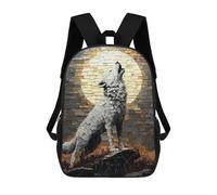 sinyumoney Sac À Dos Scolaire Howling Wolf Under Moonlight - Bold Impasto Artwork Sac À Dos Scolaire Enfant Imprimé En 3D, Sac De Voyage Tendance, Sac D'école Garçon 17inch