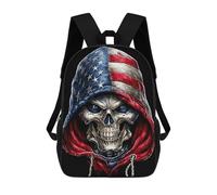 sinyumoney Sac À Dos Scolaire Imprimé En 3D 17inch Sac À Dos Pour Enfants American Flag Hooded Skull Art Sacs À Livres Grande Capacité Sacs D'école Et De Voyage Pour Enfants/étudiants/adultes
