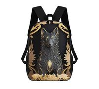 sinyumoney Sac À Dos Scolaire Imprimé En 3D 17inch Sac À Dos Pour Enfants Ancient Black Golden Wolf Sacs À Livres Grande Capacité Sacs D'école Et De Voyage Pour Enfants/étudiants/adultes