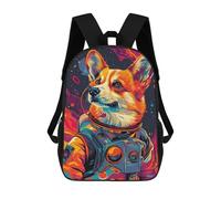 sinyumoney Sac À Dos Scolaire Imprimé En 3D 17inch Sac À Dos Pour Enfants Astronaut Space Corgi Sacs À Livres Grande Capacité Sacs D'école Et De Voyage Pour Enfants/étudiants/adultes