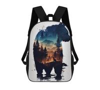 sinyumoney Sac À Dos Scolaire Imprimé En 3D 17inch Sac À Dos Pour Enfants Bear Silhouette Sacs À Livres Grande Capacité Sacs D'école Et De Voyage Pour Enfants/étudiants/adultes